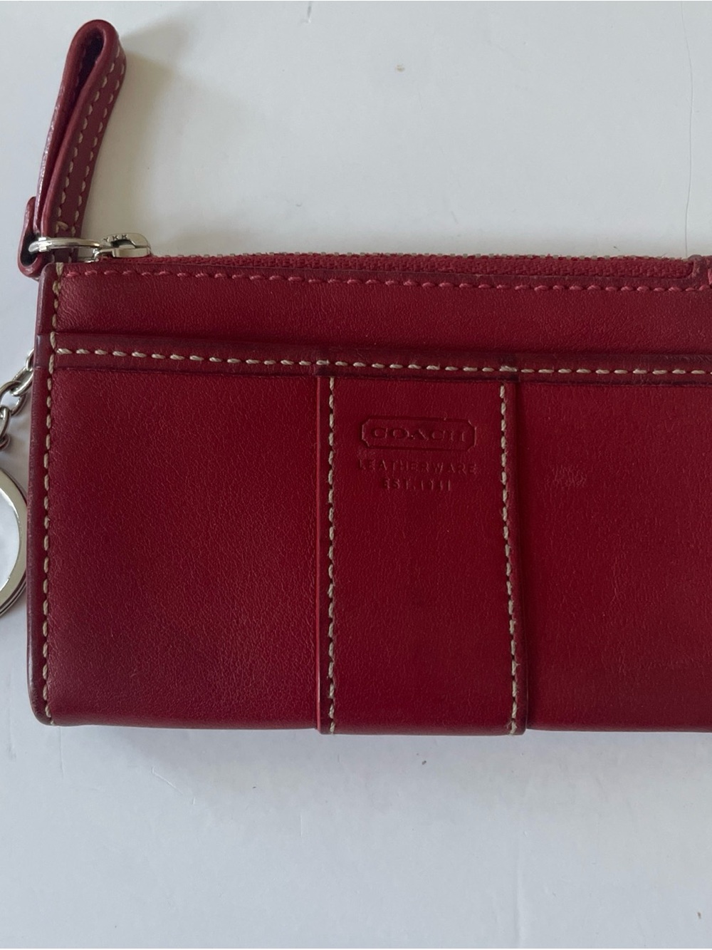 Coach Red Leather Card & Key Wristlet